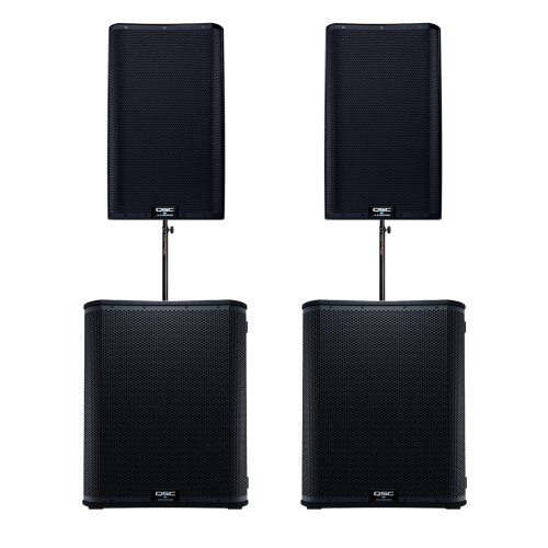 QSC K12.2 (x2) + QSC KS118 (x2) + sztyce i okablowanie