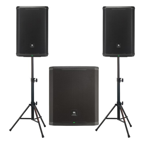 JBL PRX915 x2 + JBL PRX918 XLF + statywy i okablowanie