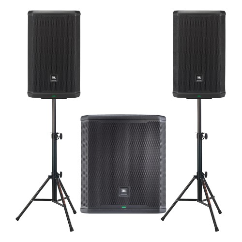 JBL PRX912 x2 + JBL PRX915 XLF + statywy i okablowanie