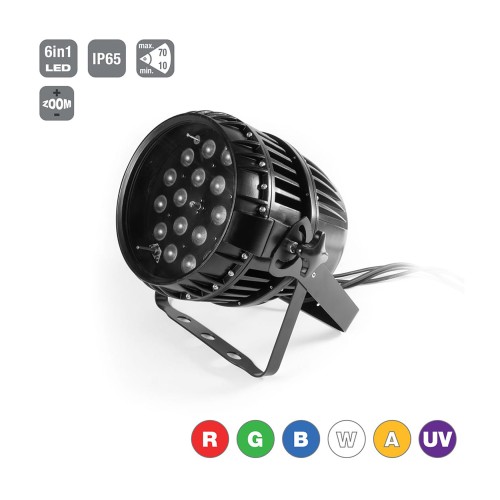 Flash LED PAR 64 18x15W 6in1 RGBWA+UV Zoom IP65