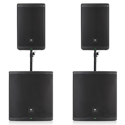JBL EON715 x2 + JBL EON718S x2 + sztyce i okablowanie