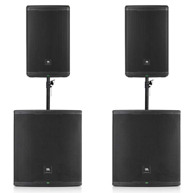 JBL EON715 x2 + JBL EON718S x2 + sztyce i okablowanie