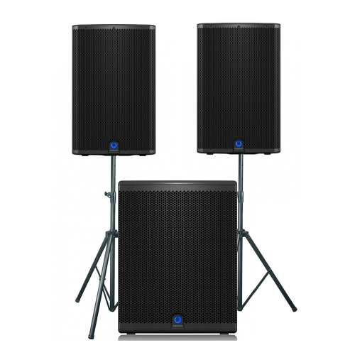 Zestaw: 2x Turbosound iQ15 + iQ18B + statywy i okablowanie