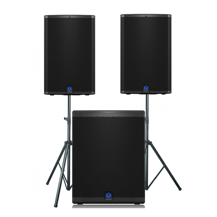 Zestaw: 2x Turbosound iQ15 + iQ18B + statywy i okablowanie